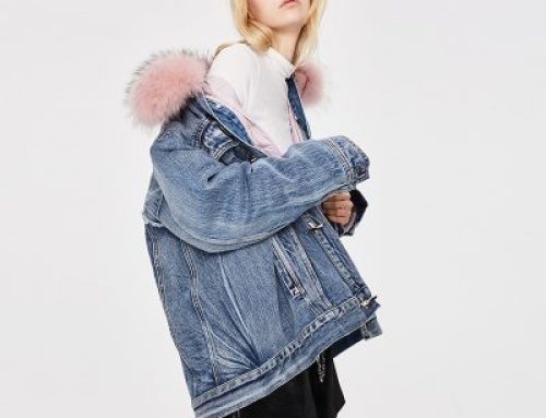 Fashionable woman winter denim jacket clothing