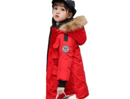 Mid-length children’s zipper down jacket